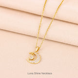 新商品 Luna Shine 月光の煌き ネックレス レディース 月 星 ムーン スター ステンレス ゴールド 可愛い レディース ギフト プレゼント