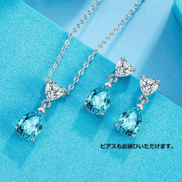 New product necklace for women, water drop, angel turquoise, cute and elegant necklace, aquamarine, cool-looking, platinum finish, for women, gift, present