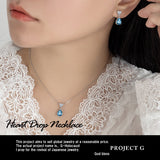 New product necklace for women, water drop, angel turquoise, cute and elegant necklace, aquamarine, cool-looking, platinum finish, for women, gift, present