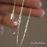 Necklace for ladies, large 1.25 carat, single piece folklore necklace, platinum finish, ladies' gift, present