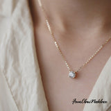 Necklace for ladies, large 1.25 carat, single piece folklore necklace, platinum finish, ladies' gift, present