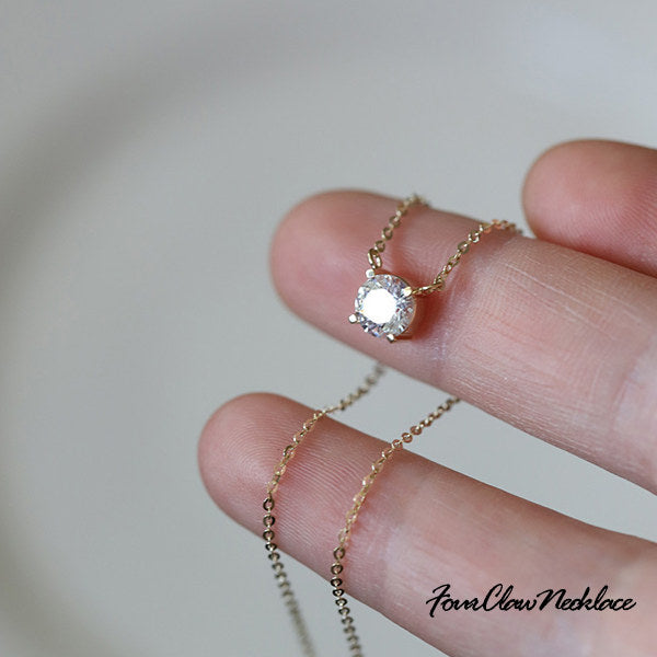 Necklace for ladies, large 1.25 carat, single piece folklore necklace, platinum finish, ladies' gift, present