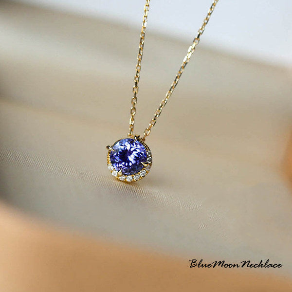 新商品 ネックレス レディース ブルームーン 4つ爪 CZダイヤ 計0.6ct エレガント ゴールド仕上げ レディース 女性 人気 ギフト プレゼント