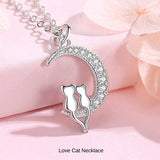 新商品 ネックレス レディース 猫ペンダント 月 猫 2匹 ラブキャット  ピンクゴールド プラチナ仕上げ 女性 人気 ギフト プレゼント
