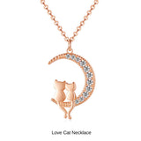 新商品 ネックレス レディース 猫ペンダント 月 猫 2匹 ラブキャット  ピンクゴールド プラチナ仕上げ 女性 人気 ギフト プレゼント