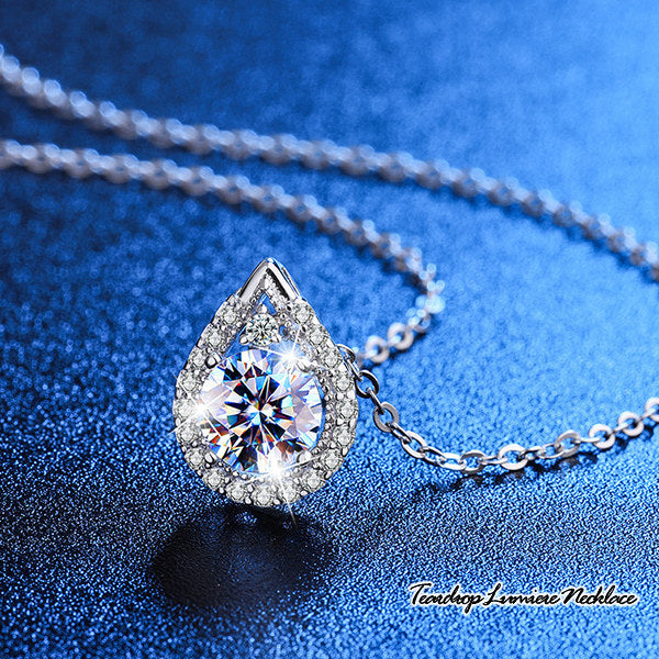 新商品 ネックレス レディース ティアドロップ・ルミエール しずく CZダイヤ 選べるモアサナイト 計1.18ct エレガント プラチナ仕上げ レディース 女性 人気 ギフト プレゼント