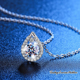 新商品 ネックレス レディース ティアドロップ・ルミエール しずく CZダイヤ 選べるモアサナイト 計1.18ct エレガント プラチナ仕上げ レディース 女性 人気 ギフト プレゼント