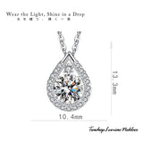 新商品 ネックレス レディース ティアドロップ・ルミエール しずく CZダイヤ 選べるモアサナイト 計1.18ct エレガント プラチナ仕上げ レディース 女性 人気 ギフト プレゼント