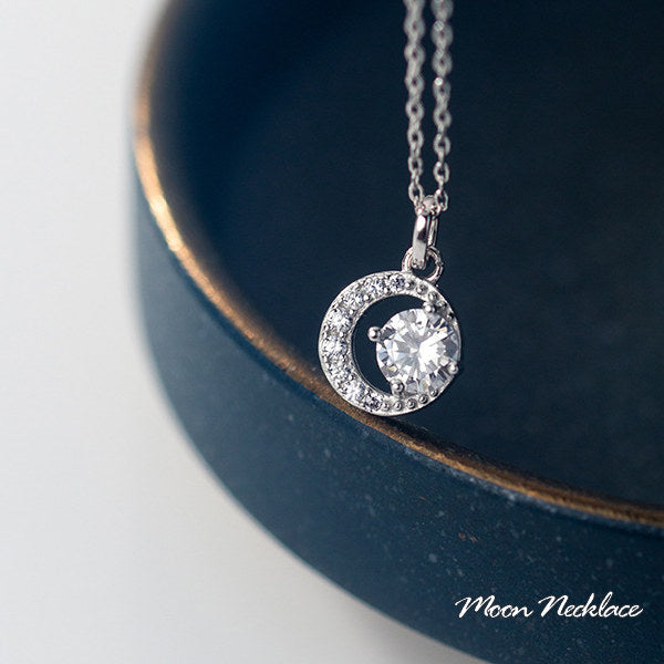 Necklace for ladies, large 1.25 carat, single piece folklore necklace, platinum finish, ladies' gift, present