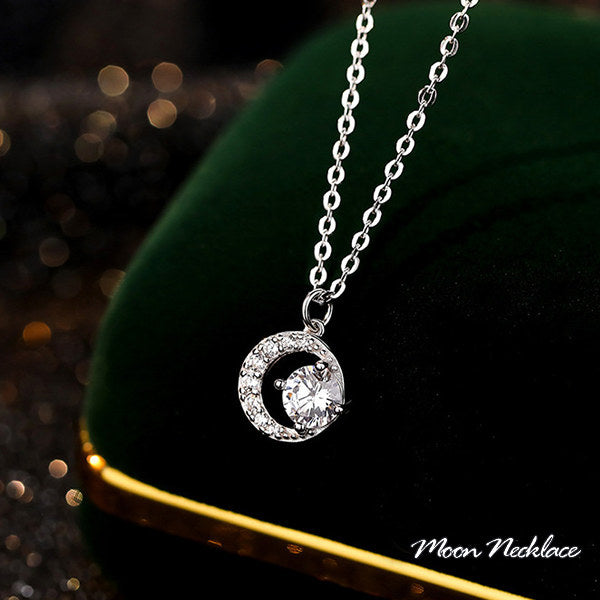 Necklace for ladies, large 1.25 carat, single piece folklore necklace, platinum finish, ladies' gift, present