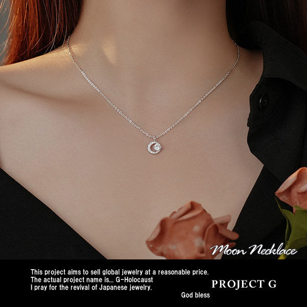 Necklace for ladies, large 1.25 carat, single piece folklore necklace, platinum finish, ladies' gift, present