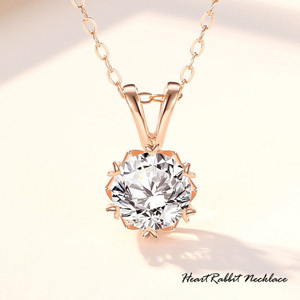 新商品 ネックレス レディース ハート ラビット うさぎ ウサギ 6つ爪 CZダイヤ 0.8ct エレガント ピンクゴールド プラチナ仕上げ レディース 女性 人気 ギフト プレゼント