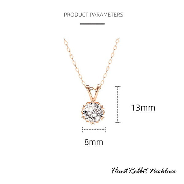 新商品 ネックレス レディース ハート ラビット うさぎ ウサギ 6つ爪 CZダイヤ 0.8ct エレガント ピンクゴールド プラチナ仕上げ レディース 女性 人気 ギフト プレゼント