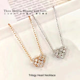 新商品 ネックレス レディース トリロジー ハート 2WAY CZダイヤ 計0.06ct ピンクゴールド プラチナ仕上げ 女性 人気 ギフト プレゼント