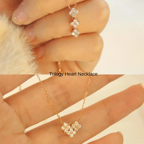 新商品 ネックレス レディース トリロジー ハート 2WAY CZダイヤ 計0.06ct ピンクゴールド プラチナ仕上げ 女性 人気 ギフト プレゼント