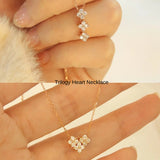 新商品 ネックレス レディース トリロジー ハート 2WAY CZダイヤ 計0.06ct ピンクゴールド プラチナ仕上げ 女性 人気 ギフト プレゼント
