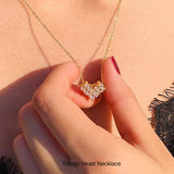 新商品 ネックレス レディース トリロジー ハート 2WAY CZダイヤ 計0.06ct ピンクゴールド プラチナ仕上げ 女性 人気 ギフト プレゼント