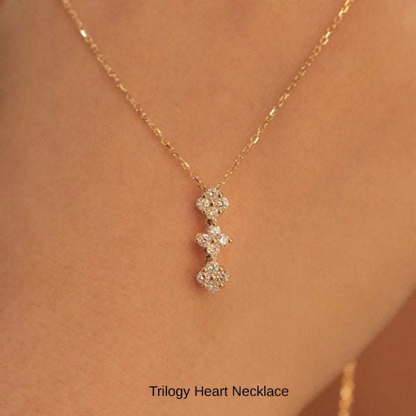 新商品 ネックレス レディース トリロジー ハート 2WAY CZダイヤ 計0.06ct ピンクゴールド プラチナ仕上げ 女性 人気 ギフト プレゼント