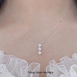 新商品 ネックレス レディース トリロジー ハート 2WAY CZダイヤ 計0.06ct ピンクゴールド プラチナ仕上げ 女性 人気 ギフト プレゼント