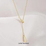 New Product Necklace for Women - Simple Lariat Choker with CZ Diamond Triangle, Platinum Plated, Gold, Women's Gift