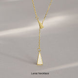 New Product Necklace for Women - Simple Lariat Choker with CZ Diamond Triangle, Platinum Plated, Gold, Women's Gift