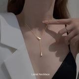 New Product Necklace for Women - Simple Lariat Choker with CZ Diamond Triangle, Platinum Plated, Gold, Women's Gift