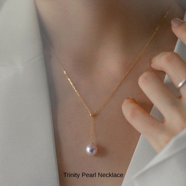 新商品 トリニティ・パールネックレス 8mm｜3way スライドチェーン仕様 一粒 Y字 長さ調整可 カジュアル ゴールド シルバー レディース 上品 人気 卒業式 女性 ギフト プレゼント