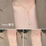 新商品 トリニティ・パールネックレス 8mm｜3way スライドチェーン仕様 一粒 Y字 長さ調整可 カジュアル ゴールド シルバー レディース 上品 人気 卒業式 女性 ギフト プレゼント