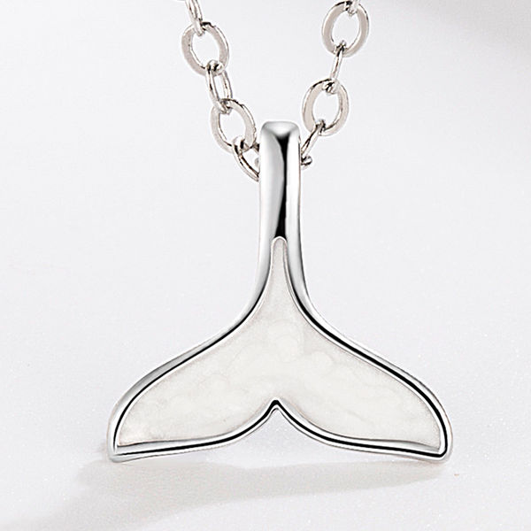 Necklace for women, earrings, whale tail, whale, whale necklace, platinum finish, symbol of good luck, gift, present for women