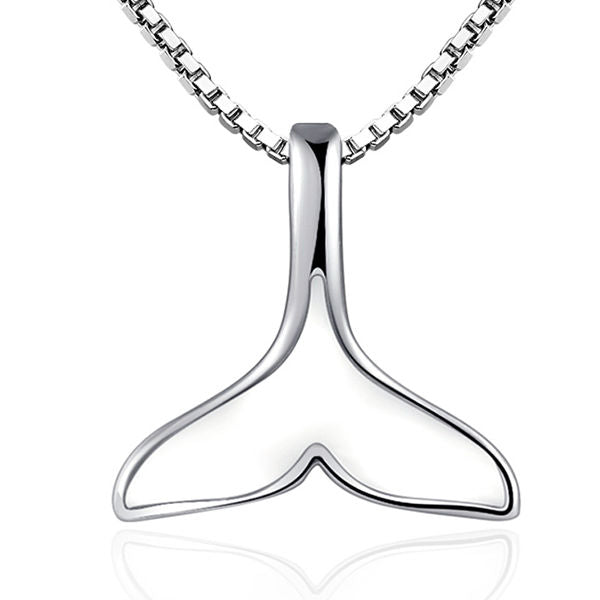 Necklace for women, earrings, whale tail, whale, whale necklace, platinum finish, symbol of good luck, gift, present for women