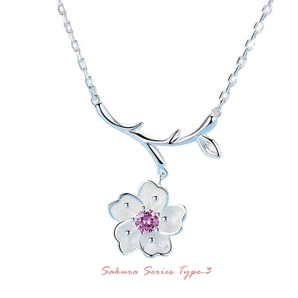 新商品 ネックレス レディース さくらシリーズ タイプ3 ネックレス 桜 サクラ プラチナ仕上げ レディース ギフト プレゼント
