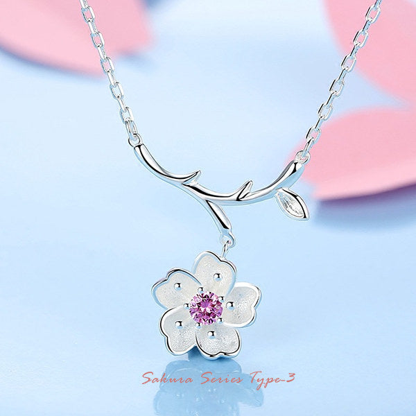 新商品 ネックレス レディース さくらシリーズ タイプ3 ネックレス 桜 サクラ プラチナ仕上げ レディース ギフト プレゼント