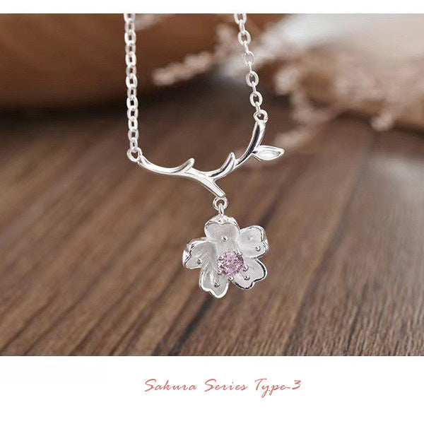 新商品 ネックレス レディース さくらシリーズ タイプ3 ネックレス 桜 サクラ プラチナ仕上げ レディース ギフト プレゼント