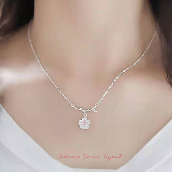 新商品 ネックレス レディース さくらシリーズ タイプ3 ネックレス 桜 サクラ プラチナ仕上げ レディース ギフト プレゼント