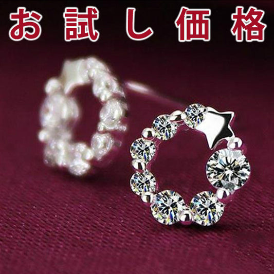 ピアス レディース 豪華14粒 満天の星空 ピアス プラチナ仕上 エタニティ 誕生日 ギフト プレゼント