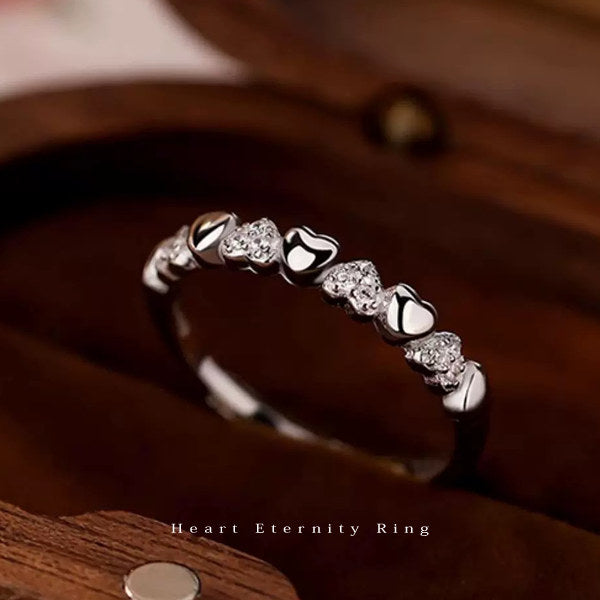 New Product Women's Adjustable Heart Eternity Ring Platinum Plated Popular Gift
