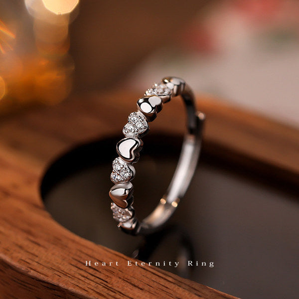 New Product Women's Adjustable Heart Eternity Ring Platinum Plated Popular Gift