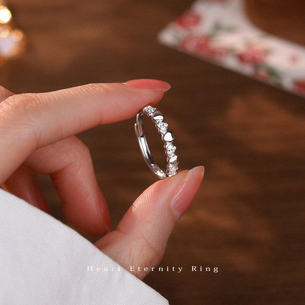 New Product Women's Adjustable Heart Eternity Ring Platinum Plated Popular Gift