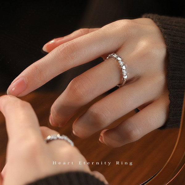 New Product Women's Adjustable Heart Eternity Ring Platinum Plated Popular Gift