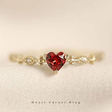 新発売記念セール！期間限定 71％OFF！2/12まで 新商品 指輪 レディース リング 可愛い ハート レッド石 ガーネット シンプル カジュアル オシャレ 上品 細い 細め シンプル ゴールド フリーサイズ 誕生日 ギフト プレゼント
