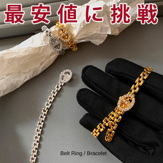 新商品 ベルトリング/ブレスレット ワンタッチ デザイン レディース プラチナ/ゴールド仕上げ 女性 人気 ギフト プレゼント