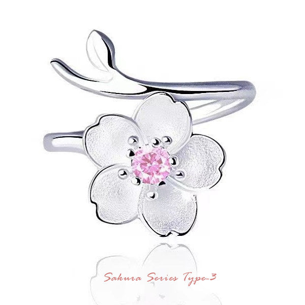 新商品 ネックレス レディース さくらシリーズ タイプ3 リング 指輪 桜 サクラ プラチナ仕上げ レディース ギフト プレゼント