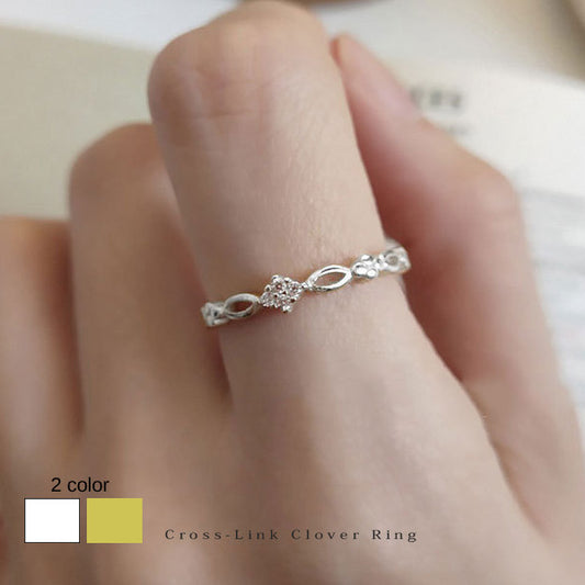 新商品 指輪 レディース 繊細クローバー透かしリング  フリーサイズ レース プラチナ ゴールド仕上げ 人気 ギフト プレゼント