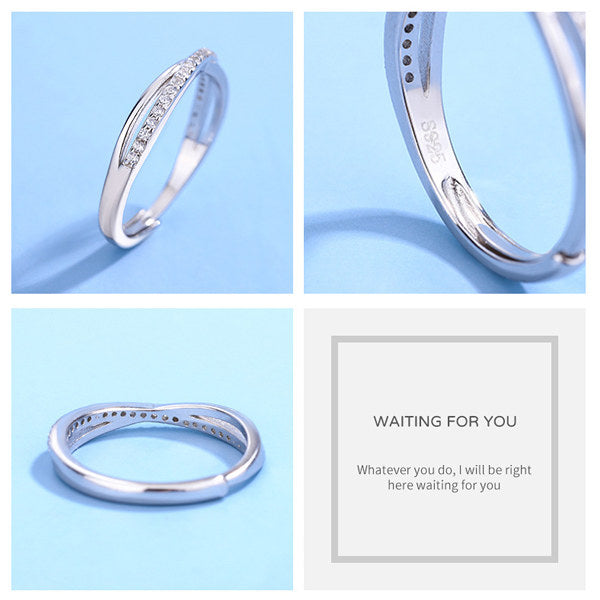 復刻版 指輪 レディース サイズフリー クロスオーバー エタニティ リング プラチナ仕上げ ギフト プレゼント