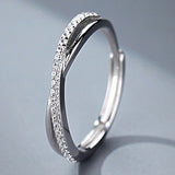 Ring ladies size free crossover eternity ring platinum finish gift present