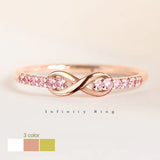 新商品 指輪 レディース 永遠の愛 インフィニティ 無限 ハーフエタニティ ピンクゴールド プラチナ ゴールド仕上げ 18KGP 人気 誕生日 ギフト プレゼント