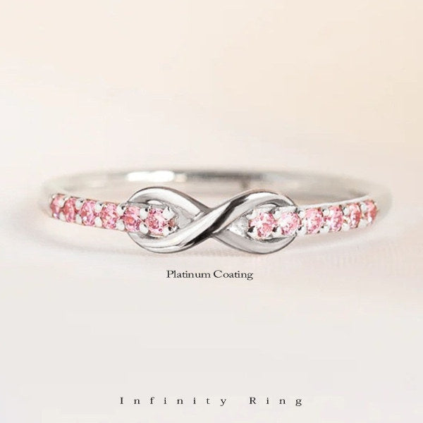 新商品 指輪 レディース 永遠の愛 インフィニティ 無限 ハーフエタニティ ピンクゴールド プラチナ ゴールド仕上げ 18KGP 人気 誕生日 ギフト プレゼント
