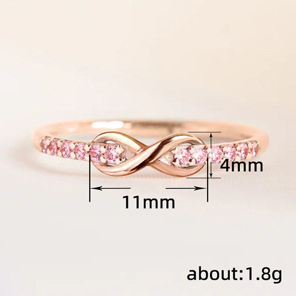 新商品 指輪 レディース 永遠の愛 インフィニティ 無限 ハーフエタニティ ピンクゴールド プラチナ ゴールド仕上げ 18KGP 人気 誕生日 ギフト プレゼント