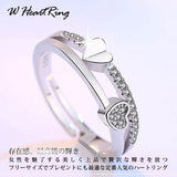 Ring Size Free Ring Double Heart Ring Heart Ring Ladies Platinum Finish CZ Birthday Gift Present