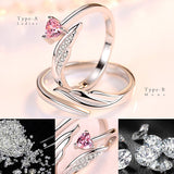 Ring for ladies, size free ring, single heart, angel pairing ring, platinum finish, gift for ladies, men, present